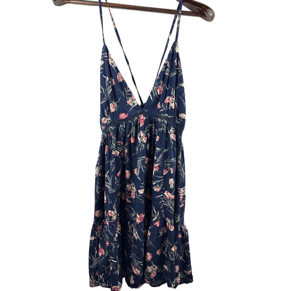 Women’s Lulus Large Navy Blue Flora Sleeveless Sundress